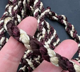 10m Vintage Twisted Tricolour  Browns and Ivory 1cm Cord - Ceremonial Military Tie backs Handfasting