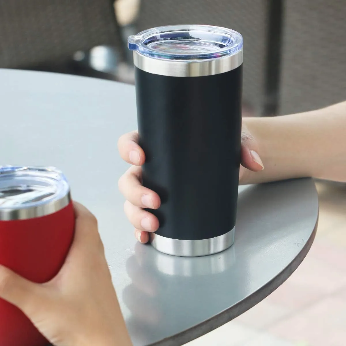 12 pack 20 OZ Double Wall Stainless Steel Vacuum Insulated Tumbler Coffee Travel Mug With Lid, Durable Powder Coated Insulated Coffee Cup for Cold & Hot Drinks (Black, 12 pack)
