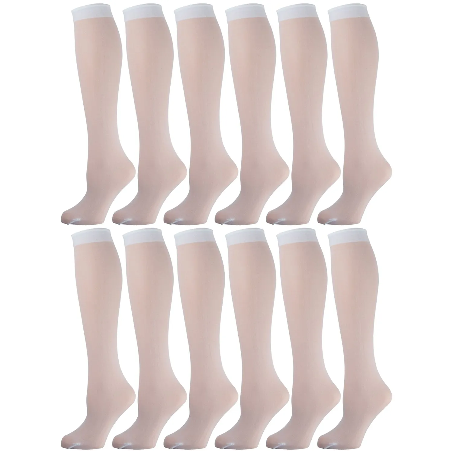 12 Pairs of Womens Opaque Stretchy Spandex Knee High Trouser Socks, Size 9-11