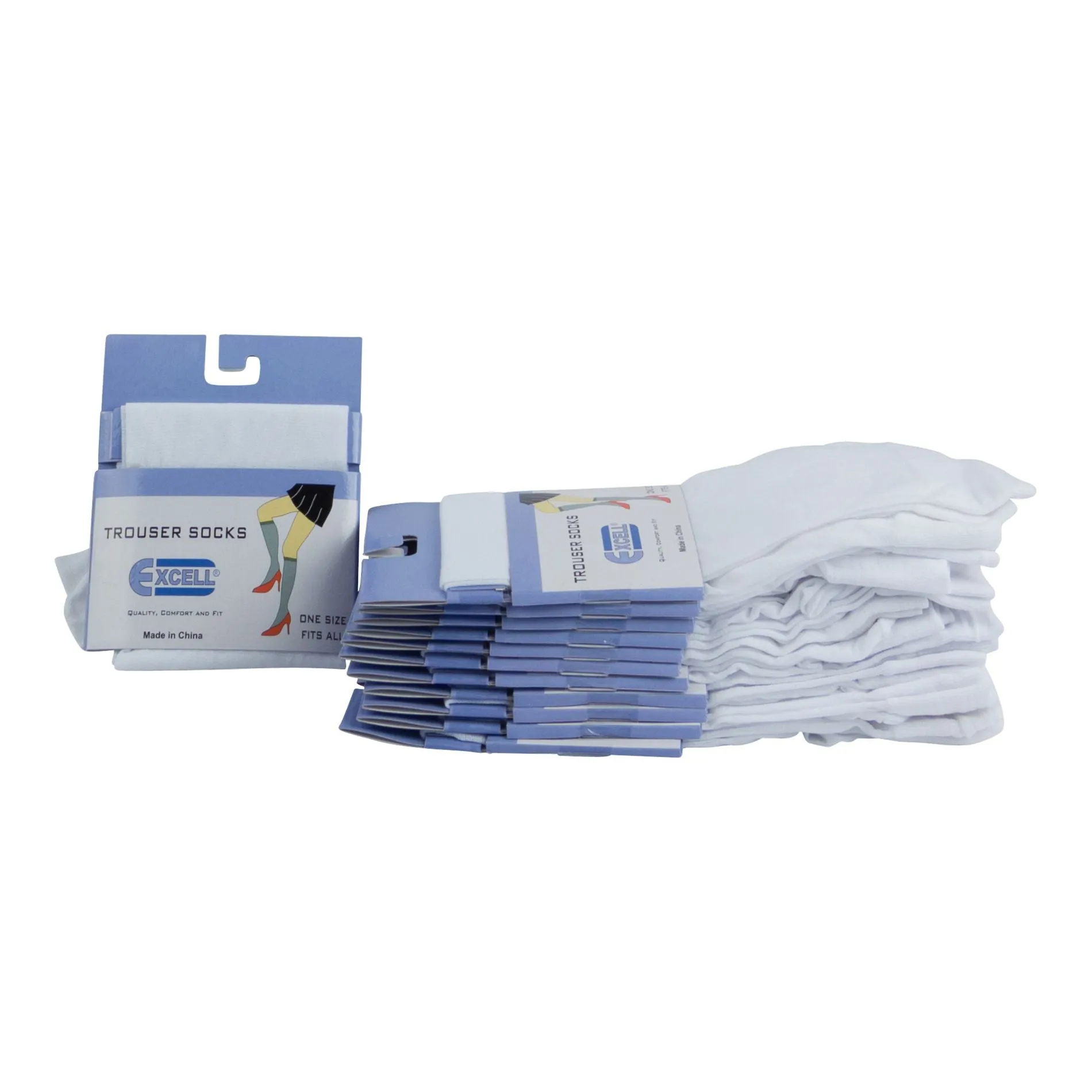 12 Pairs of Womens Opaque Stretchy Spandex Knee High Trouser Socks, Size 9-11