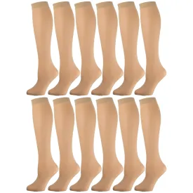 12 Pairs of Womens Opaque Stretchy Spandex Knee High Trouser Socks, Size 9-11