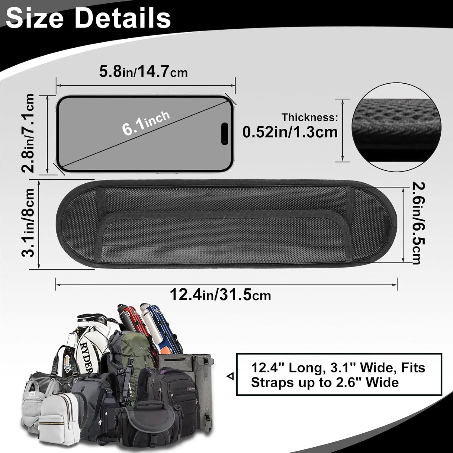 2 Pack Universal Shoulder Strap Pad, Breathable Backpack Pad for Shoulder Bags, Cushion Pads, Guitar Pads, Comfortable Replacement Shoulder Pads Help Relieve Shoulder Pain