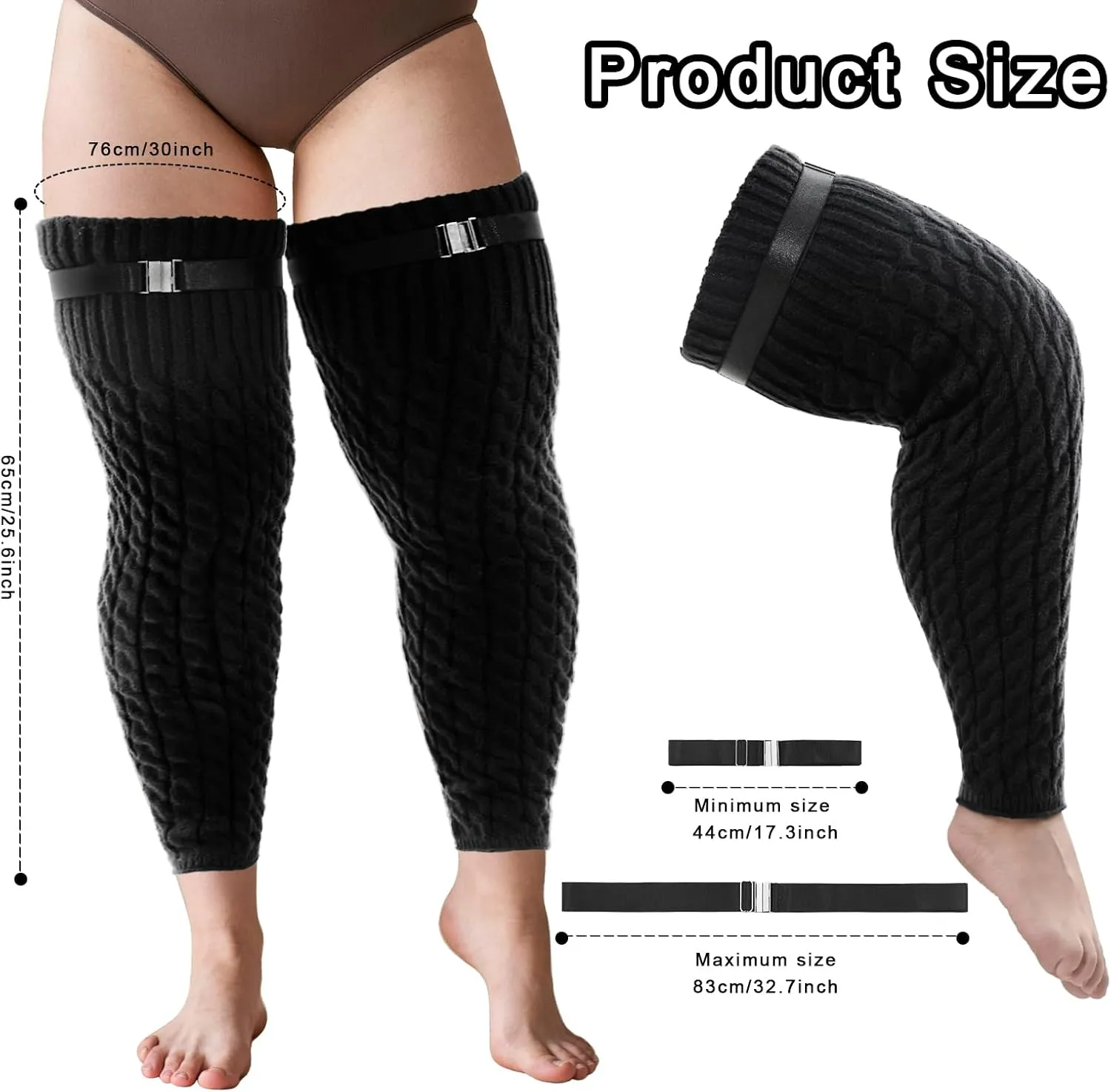 2 Pairs Plus Size Thigh High Socks, Womens Knee High Socks - Extra Long & Thick Over the Knee Stockings