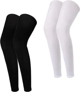 2 PCS Full Leg Compression Sleeve, Leg Sleeves Compression Long Knee Sleeve, Compression Leg Sleeves Basketball, Leg Compression Sleeves for Men Women Running, Cycling, Football(White Black)