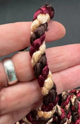 8m Vintage Twisted Tricolour Bowns and Plum 1cm Cord - Ceremonial Cod - All Sorts Of Exciting Uses..