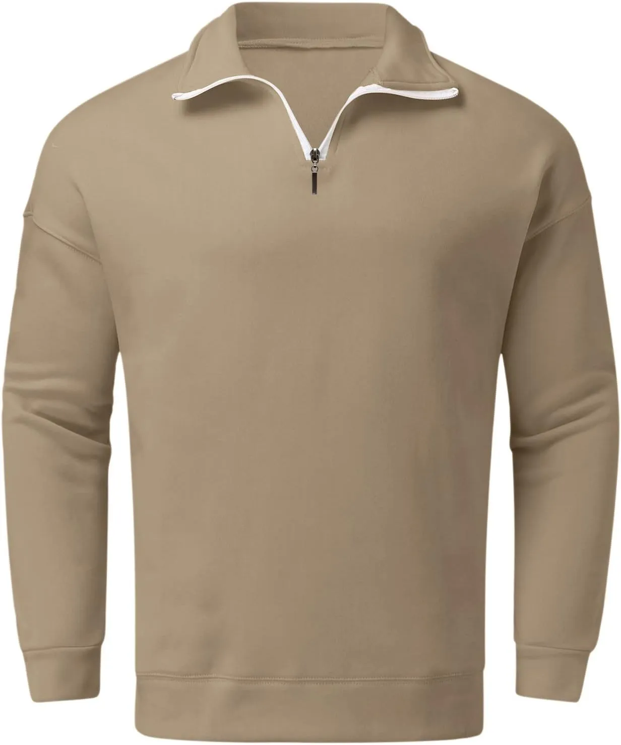 Adult 1/4 Zip Sweatshirt Loose Fit Track Quarter-Zip Pullover Sweatshirt Fall Winter Lightweight Long Sleeve T-Shirt for Men
