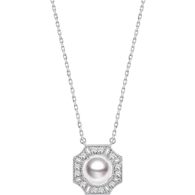 Akoya Pearl Necklace 18K White Gold Diamond Necklace
