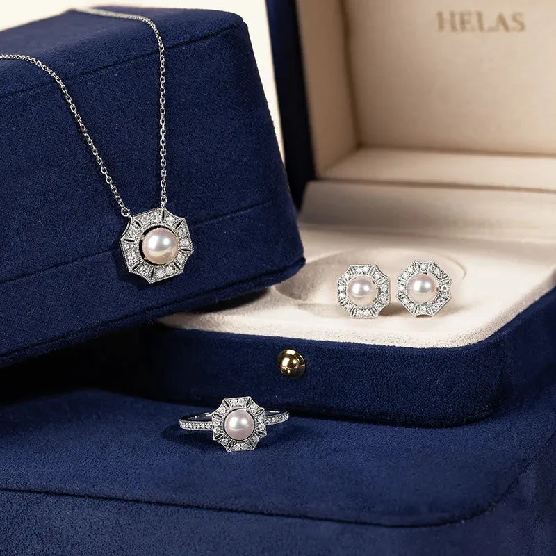 Akoya Pearl Necklace 18K White Gold Diamond Necklace