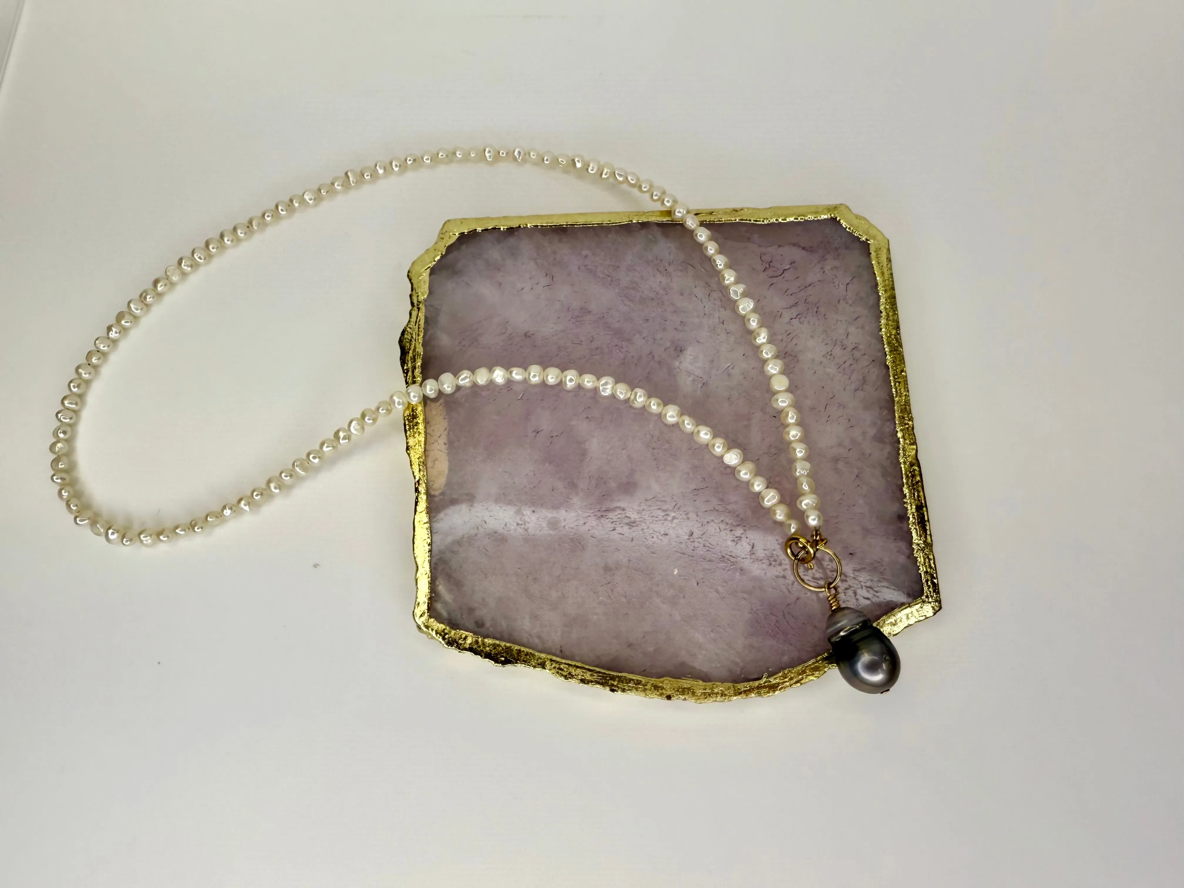 April Martin Organic Pearl Necklace with Tahitian Pearl
