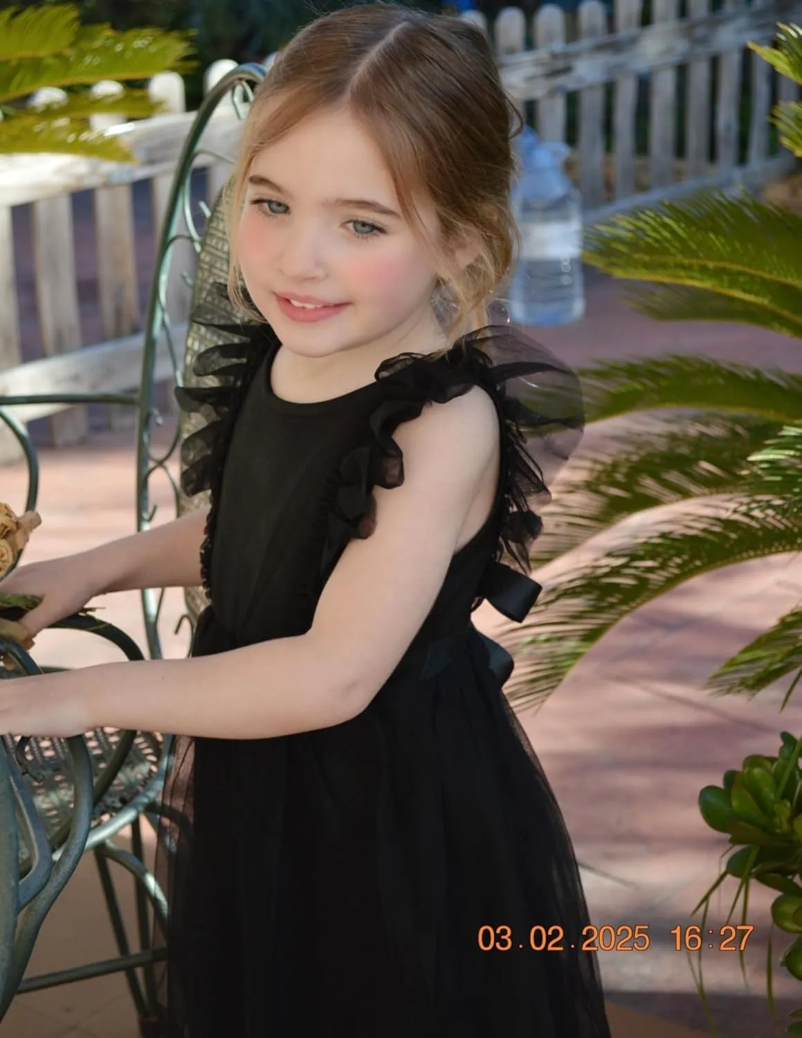 Arshiner Toddler Dress Summer Ruffle Sleeve V-Back Tie Waist Flower Girl Dresses Wedding Tulle Outfit 2-8Y
