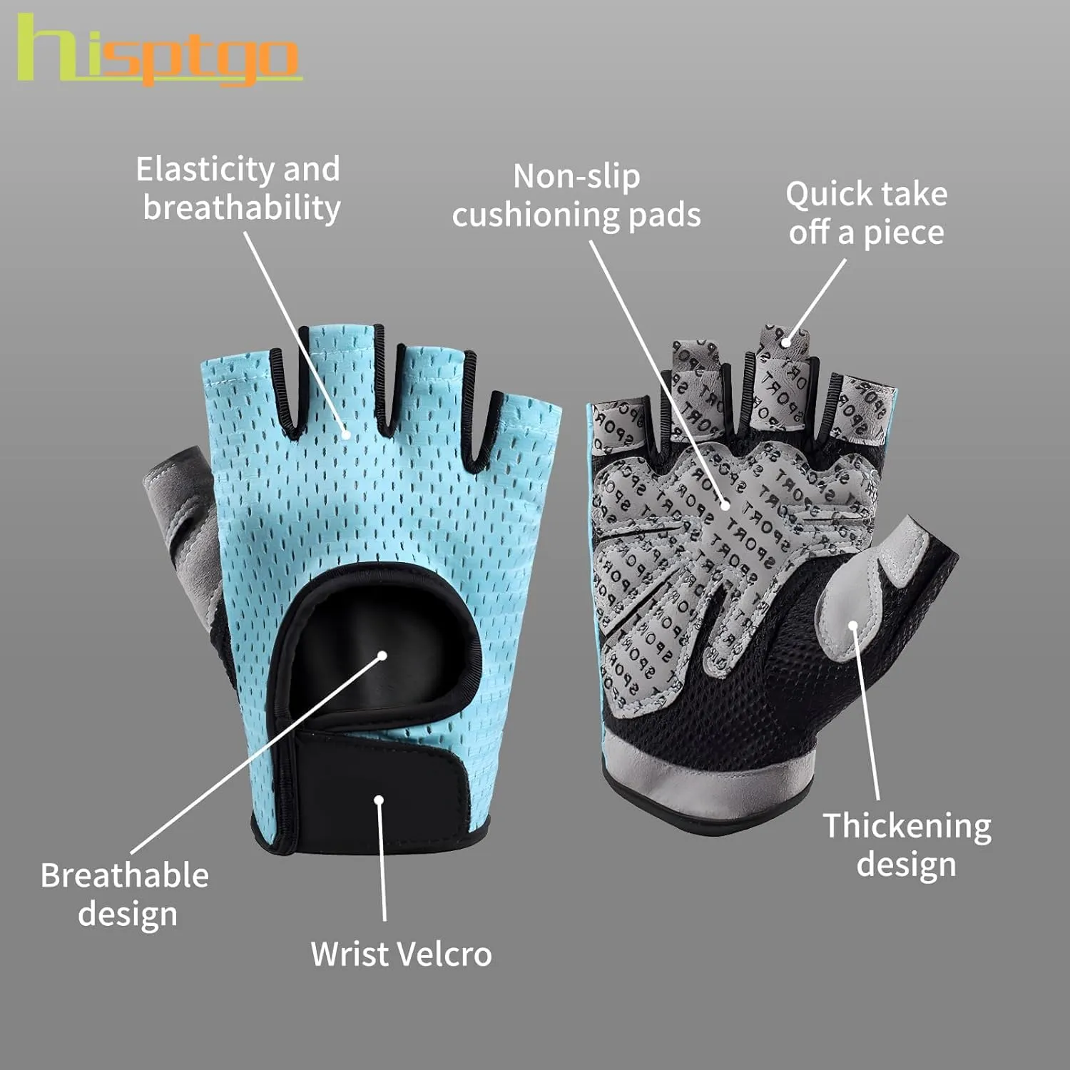 Bike Gloves for Men Women Cycling, Fingerless Breathable Bicycle Biking Gloves Anti-Slip Shock Absorbing Padded for Workout Weightlifting Fitness Training MTB Road Biking