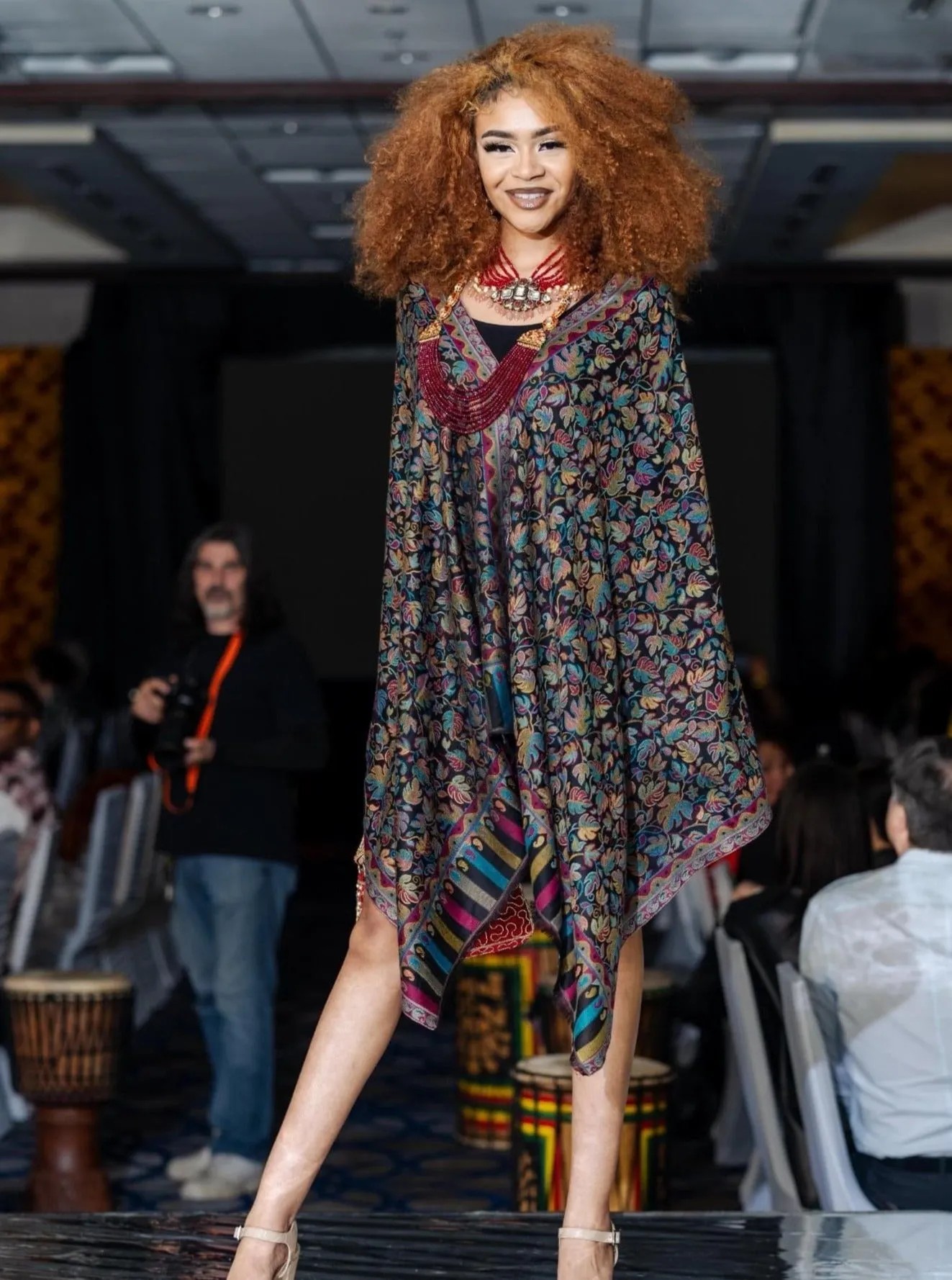 Black Modal Colorful Kani Shawl