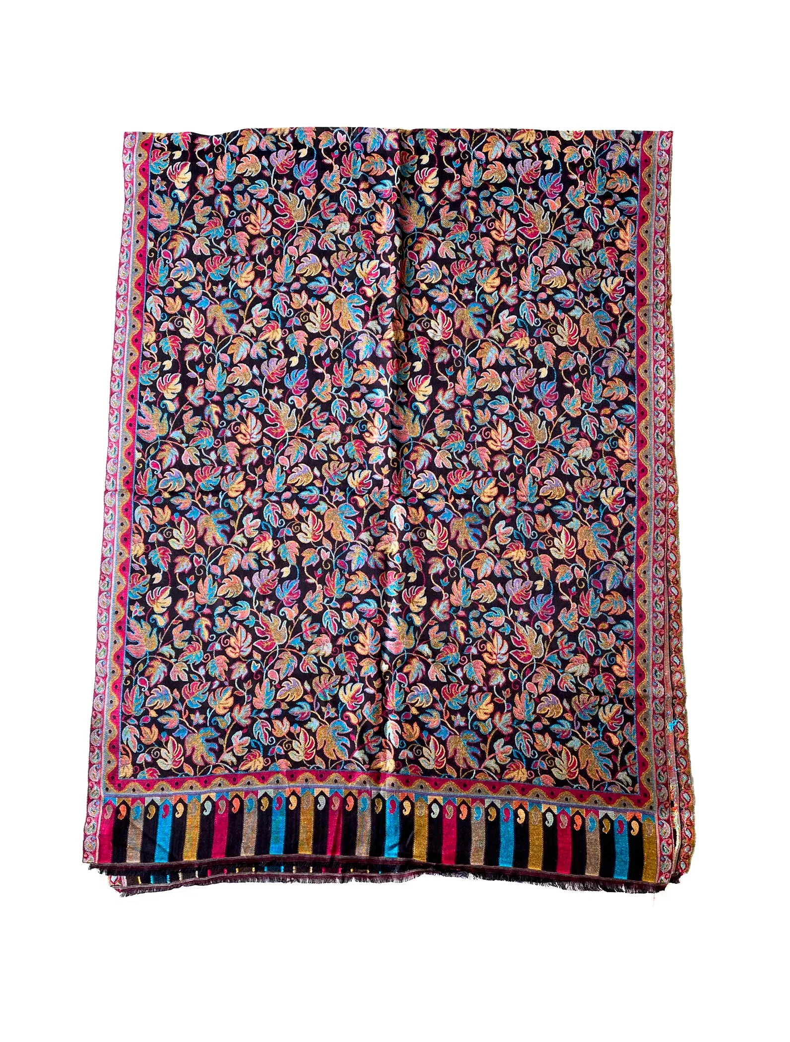 Black Modal Colorful Kani Shawl
