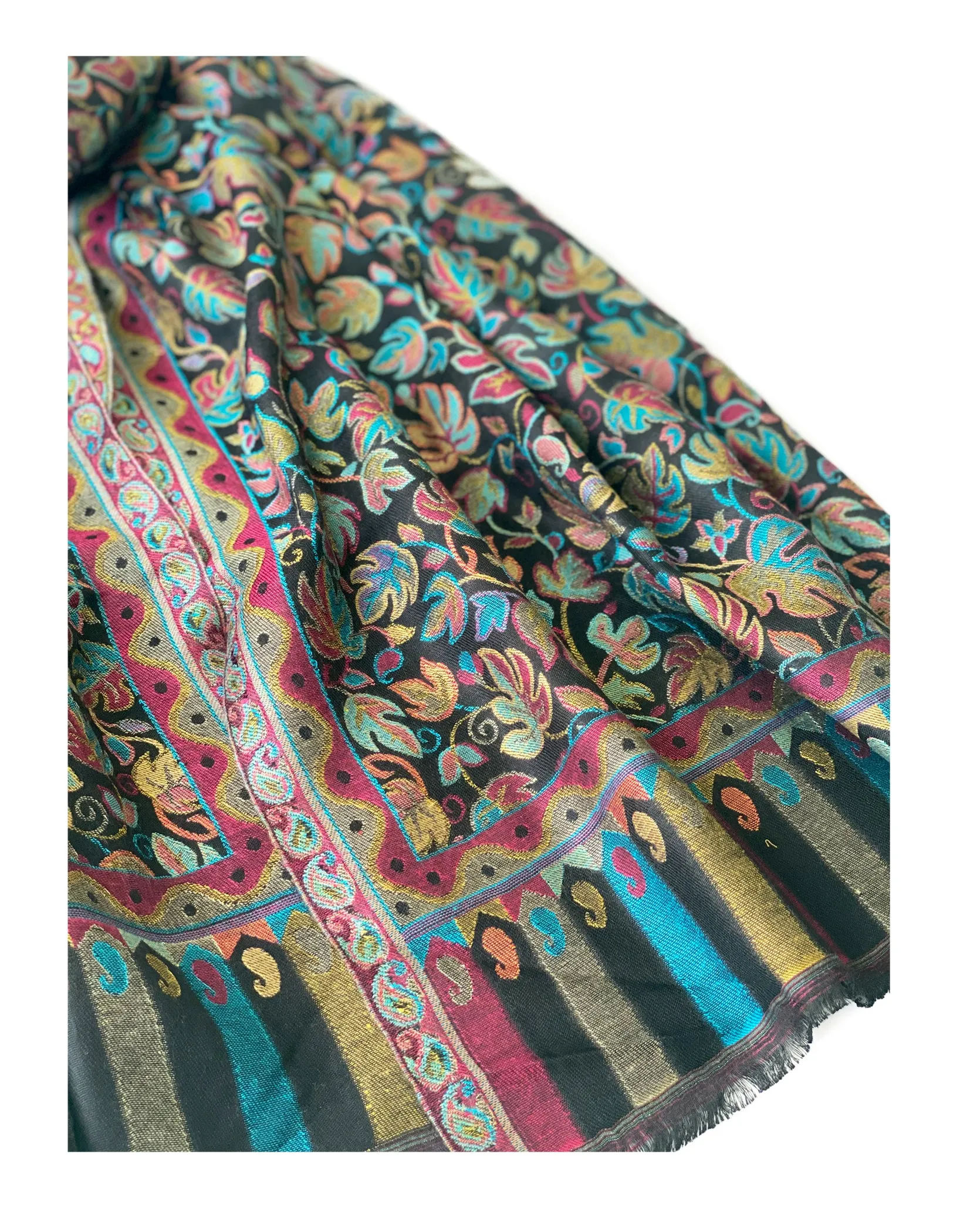 Black Modal Colorful Kani Shawl