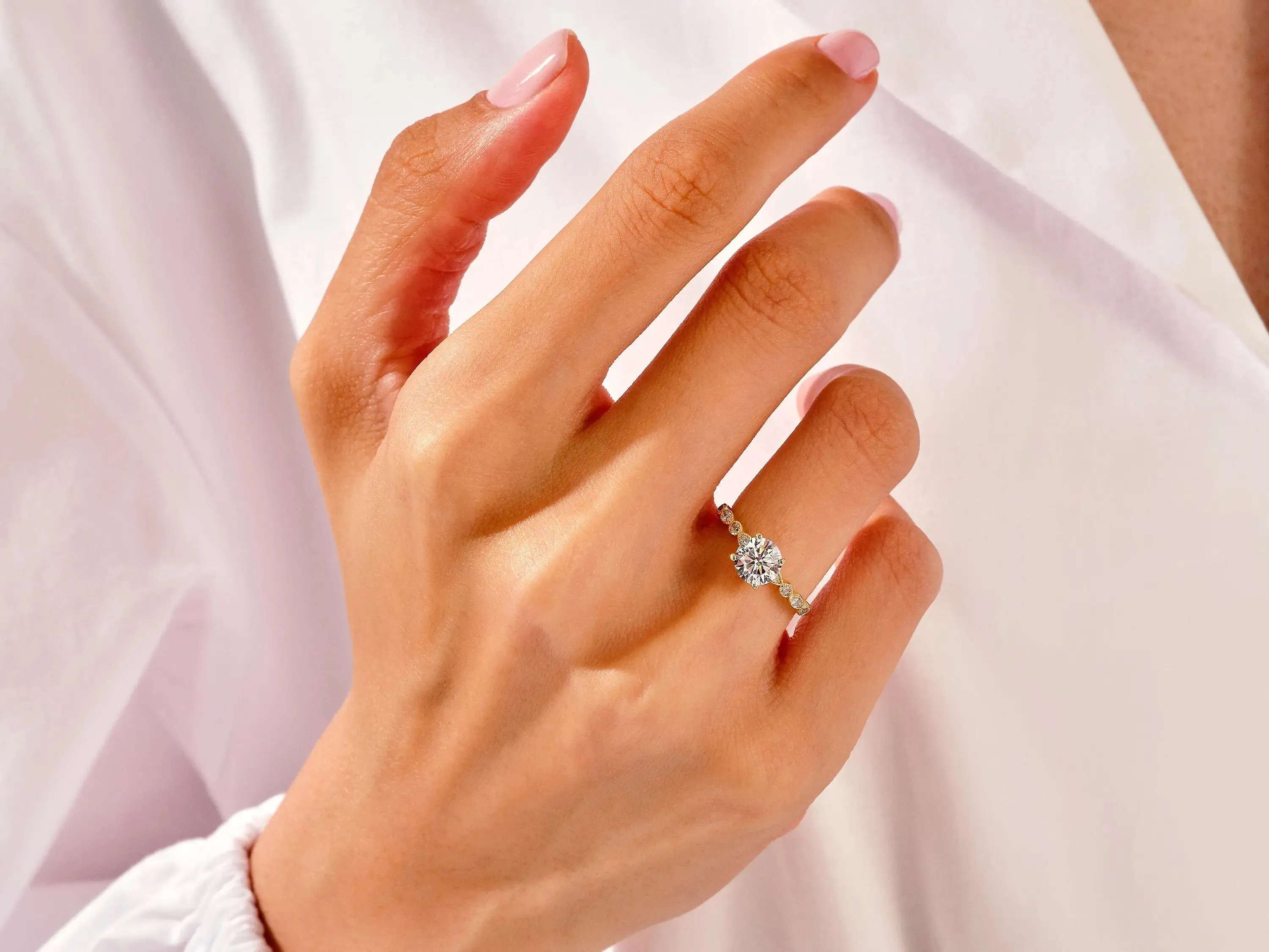 Bridal Set Vintage Wedding Band Set with Unique Moissanite Engagement Ring for Women