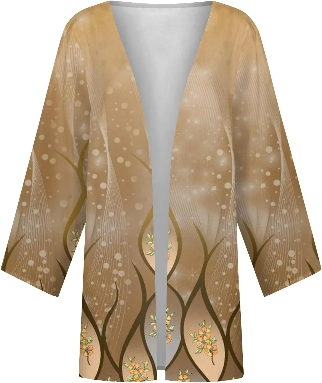 Cardigan Sweater for Womens Retro Print 3/4 Sleeve Blouse Tops Coat Casual Duster Cardigans Lightweight Jackets