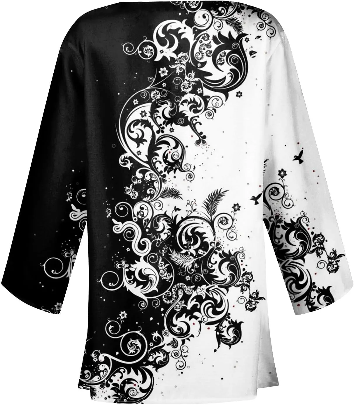 Cardigan Sweater for Womens Retro Print 3/4 Sleeve Blouse Tops Coat Casual Duster Cardigans Lightweight Jackets