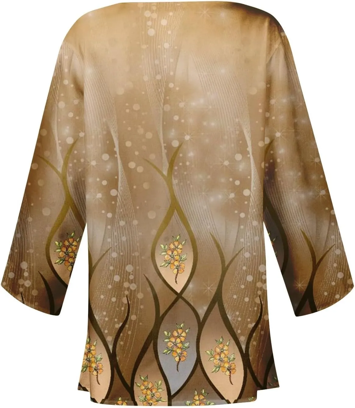 Cardigan Sweater for Womens Retro Print 3/4 Sleeve Blouse Tops Coat Casual Duster Cardigans Lightweight Jackets