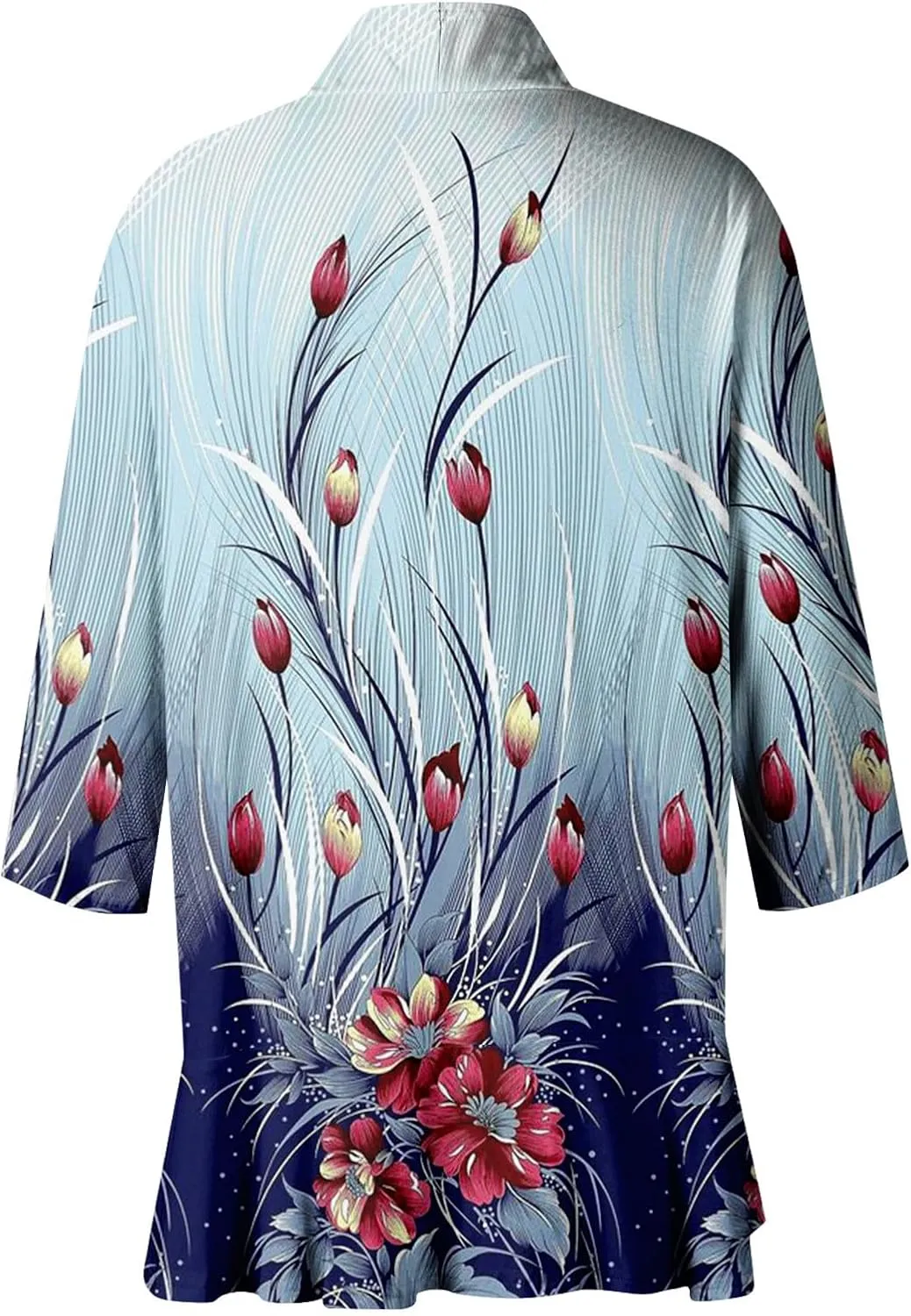 Cardigans for Women 2025 Retro Print Lightweight Cardigans Casual Duster Jackets 3/4 Sleeve Blouse Tops Coat