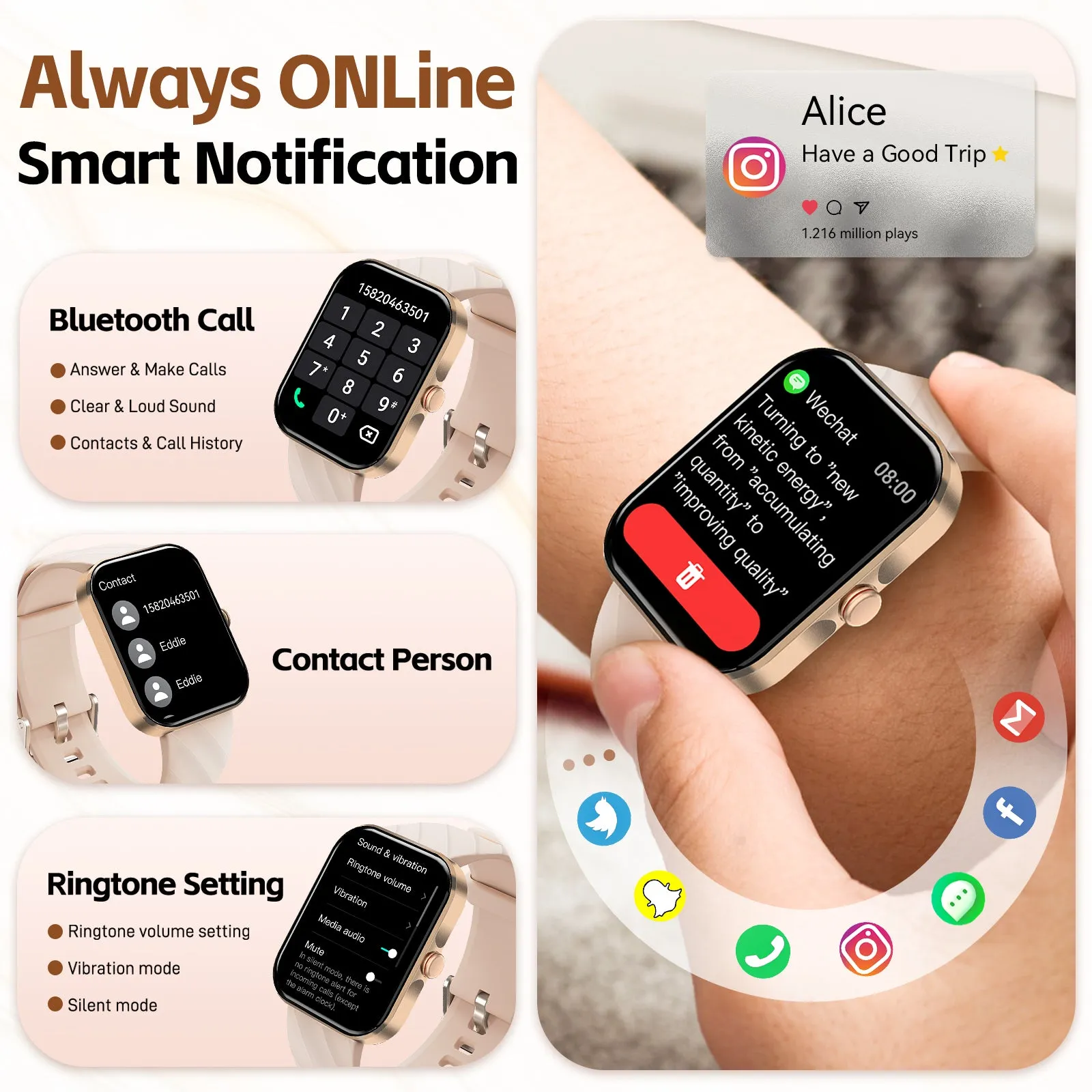 EIGIIS Smart Watches for Men Women 1.91”Fitness Tracker with Heart Rate Sleep Monitor Full Touch Screen Smartwatch Compatible with iPhone Android Phones