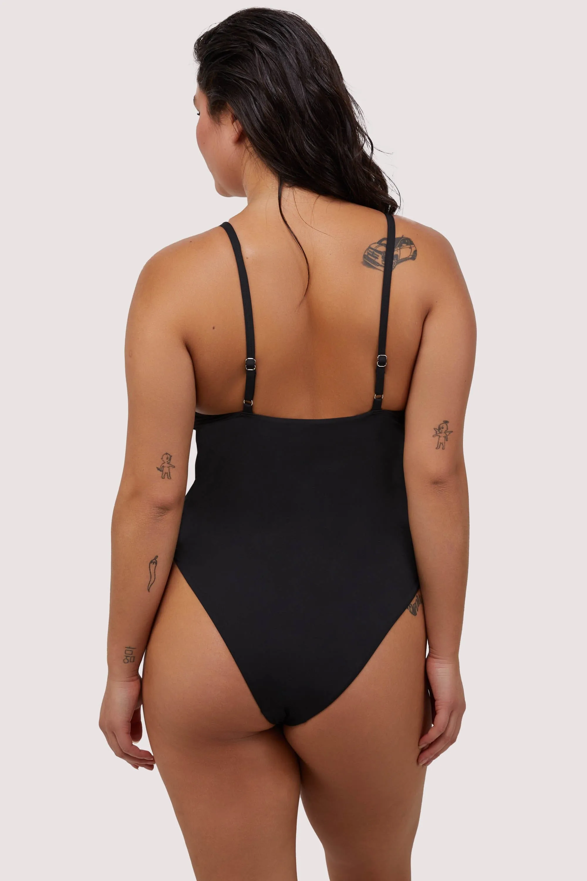 Gabrielle Fuller Bust Black Eco Studded Lace-Up Swimsuit