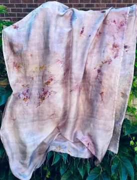 Hand Dyed Silk Shawl/Wrap/Scarf "Up to No Good (#3)" Silver Grey Taupe Brown Gold Purple Pink Violet Yellow Red Rust Copper Mulberry Silk Shawl 36” x 100” 94cm x 250cm