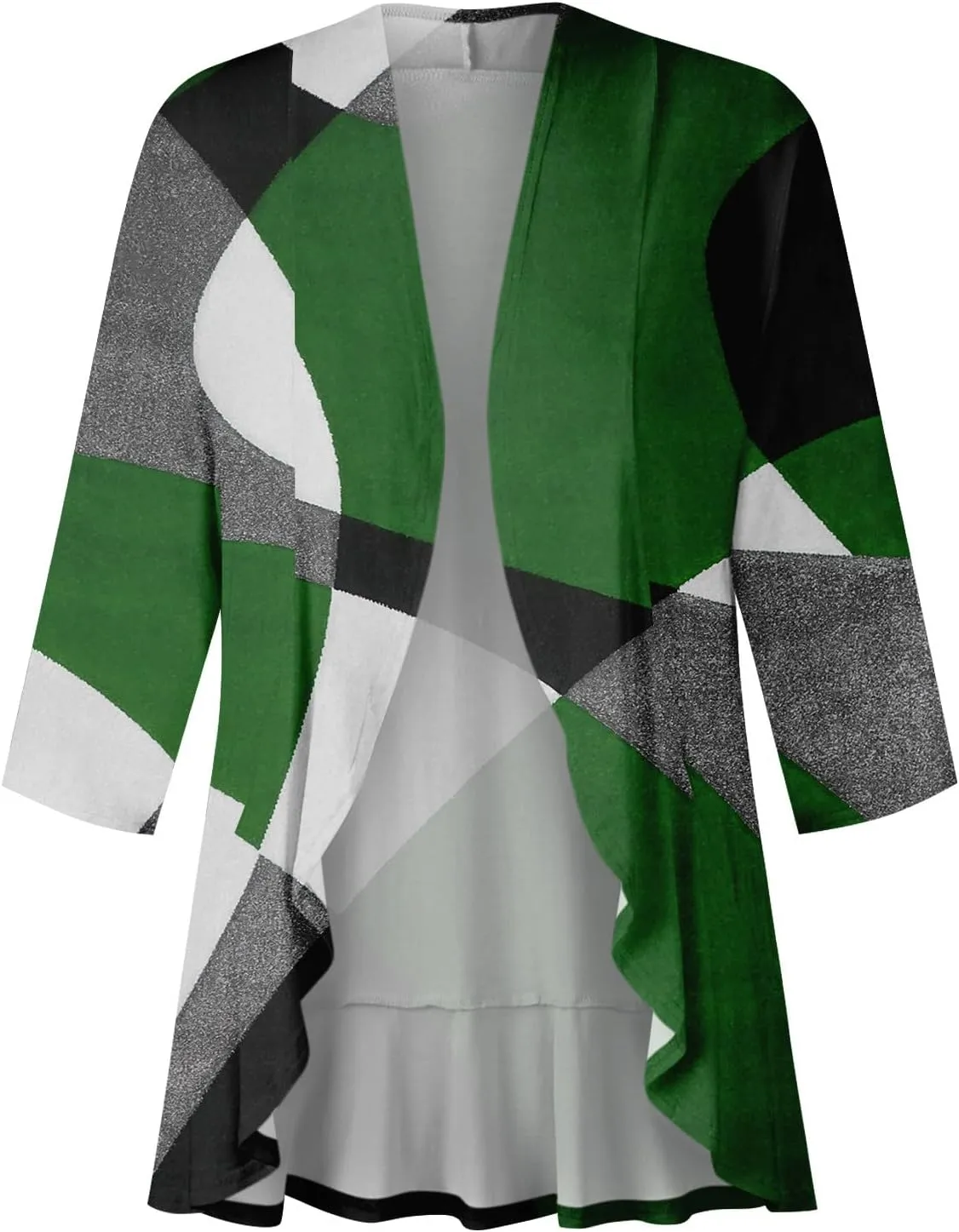Long Sleeve Kimono for Womens Lightweight 3/4 Sleeve Cardigans Retro Print Jackets Casual Duster Blouse Tops Coat