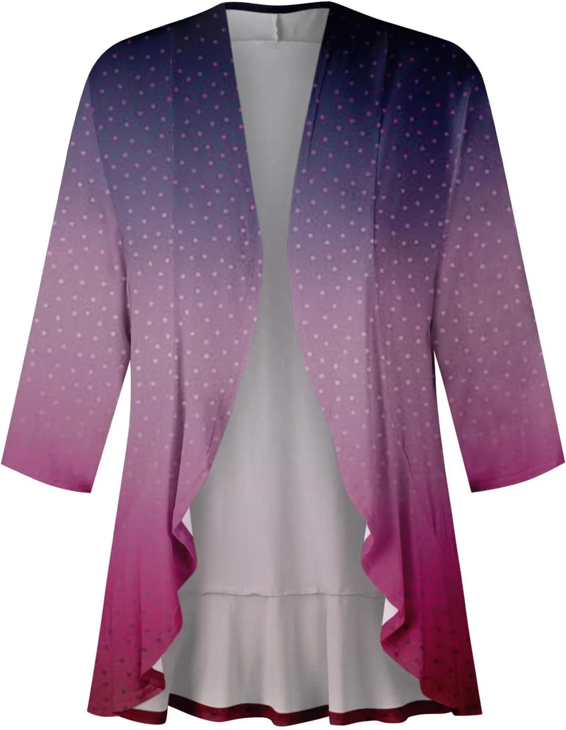 Long Sleeve Kimono for Womens Lightweight 3/4 Sleeve Cardigans Retro Print Jackets Casual Duster Blouse Tops Coat