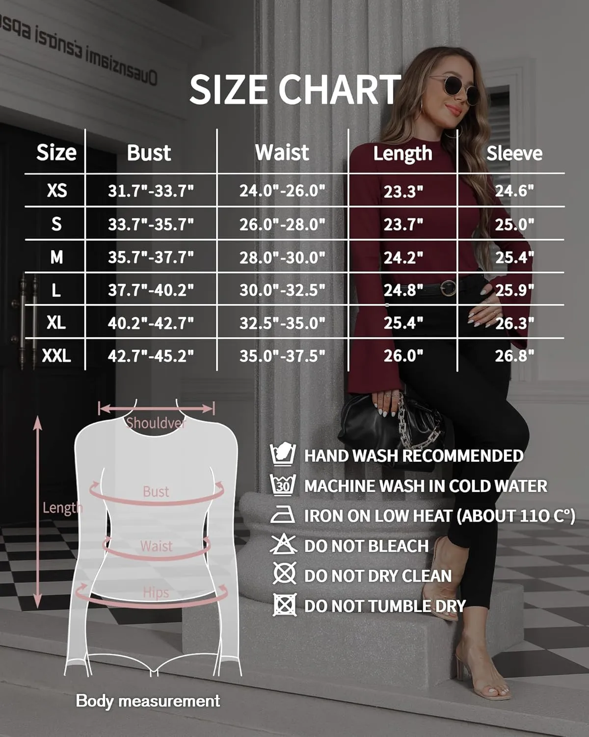 MANGOPOP Long Sleeve Mock Neck Shirts for Women Bell Sleeve Turtle Neck Tops Basic Going Out Tee Blouse