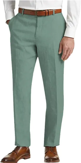 Men's Linen Pants Lightweight Classic Regular Fit Dress Suit Pants for Men Spring Summer