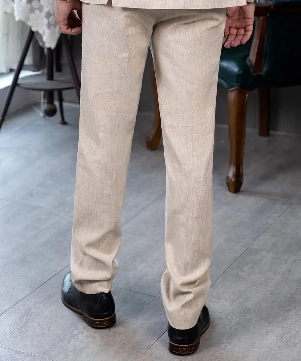 Men's Linen Pants Lightweight Classic Regular Fit Dress Suit Pants for Men Spring Summer