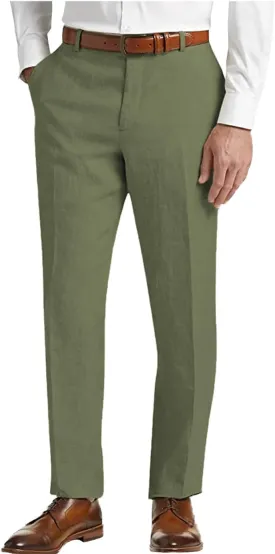 Men's Linen Pants Lightweight Classic Regular Fit Dress Suit Pants for Men Spring Summer