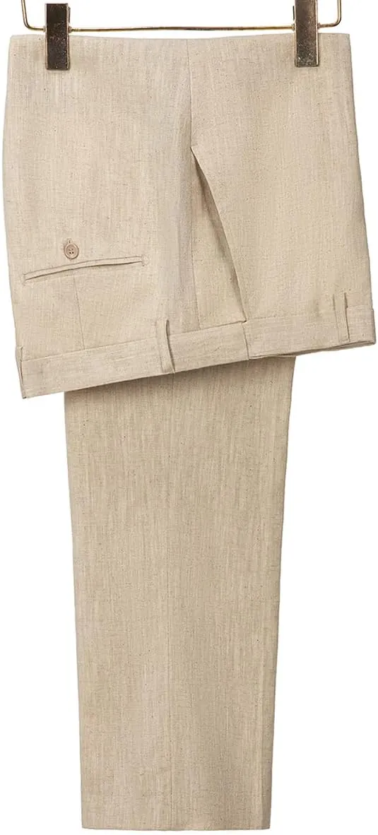 Men's Linen Pants Lightweight Classic Regular Fit Dress Suit Pants for Men Spring Summer