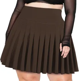 Moon Wood Women's Plus Size Pleated Tennis Skirt- Girls High Waist Athletic Golf Skirts with Shorts