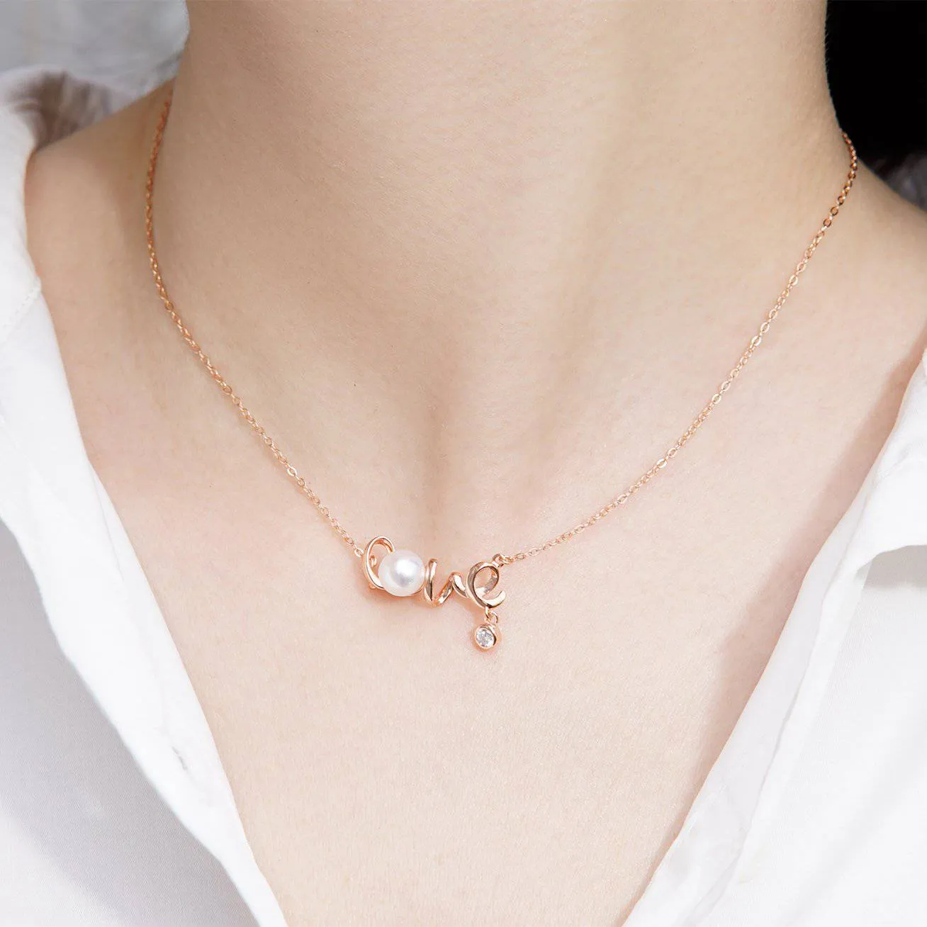 New Yorker Freshwater Pearl Love Necklace WN00088