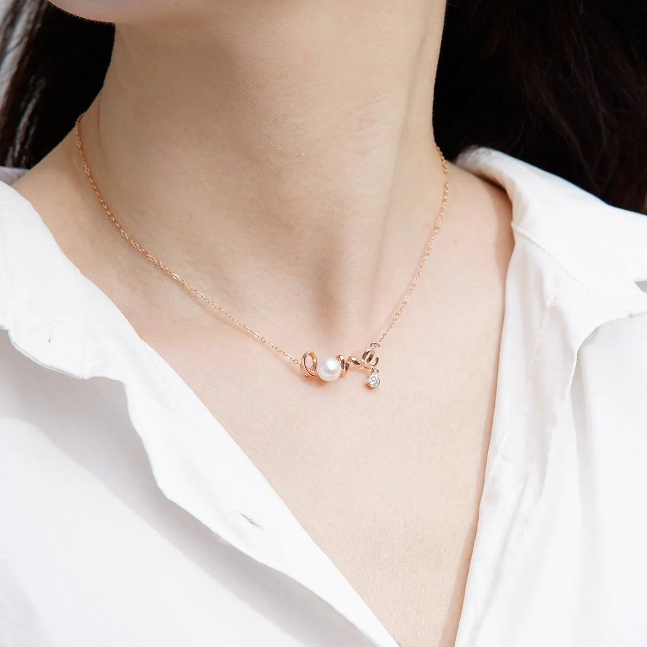 New Yorker Freshwater Pearl Love Necklace WN00088