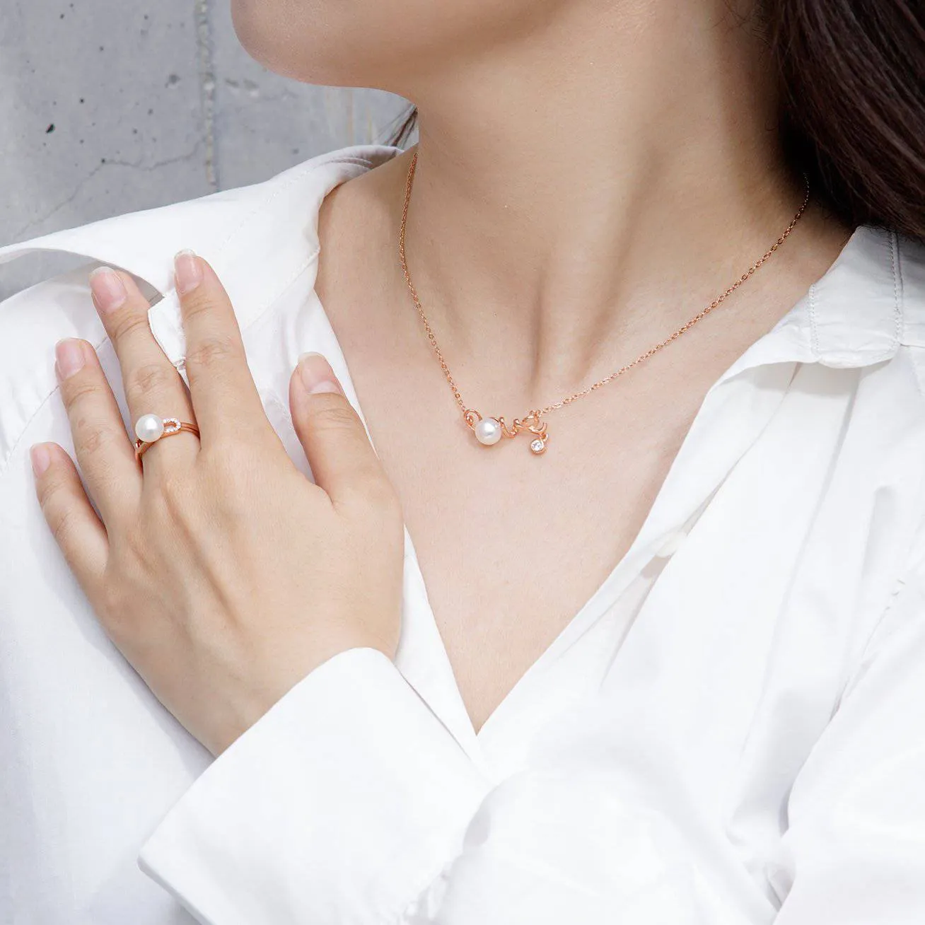 New Yorker Freshwater Pearl Love Necklace WN00088