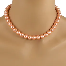 Orange Swarovski Pearl Necklace, 10mm Pearl Necklace
