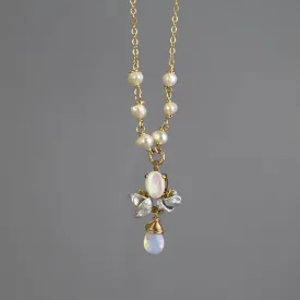 Pearl Opalite Beaded Bee Necklace