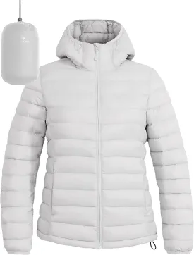 Pioneer Camp Women's Packable Puffer Jacket Winter Light Weight Water-Repellent Quilted Coat with Hood