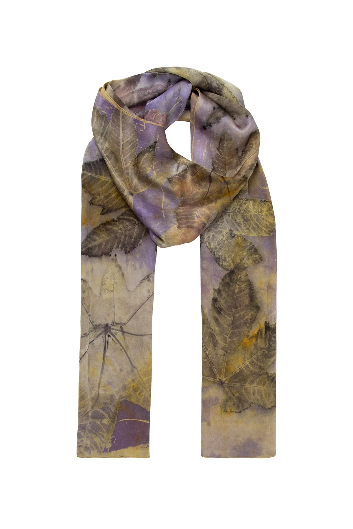 Purple Pure Silk Hand Printed Ecological Shawl 90 x 200 cm