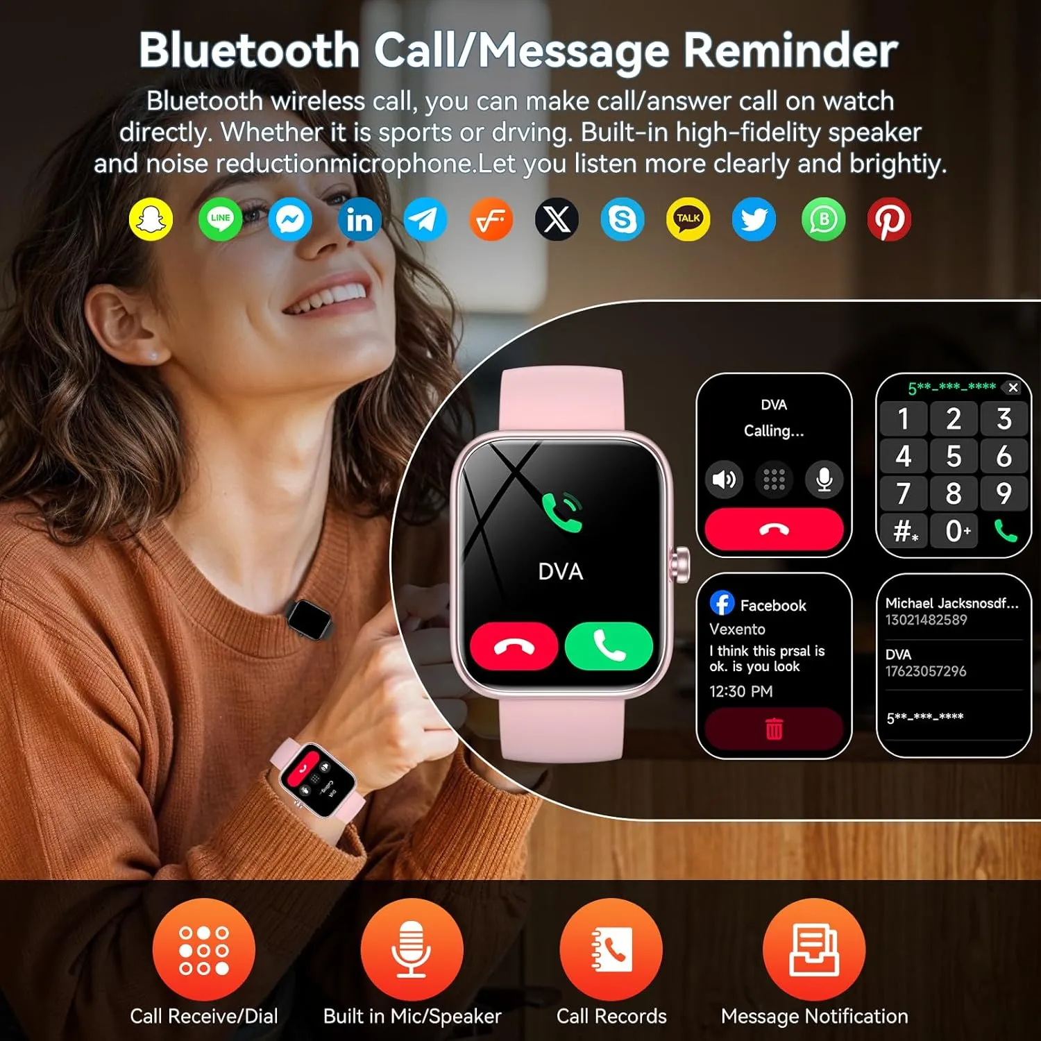 Smart Watch with Alexa Built-in, 1.83" HD Fitness Tracker with Bluetooth Calls/Messages, IP68 Waterproof, 120  Sports Modes, 24/7 Heart Rate/Sleep Smartwatch Compatible with iOS/Android
