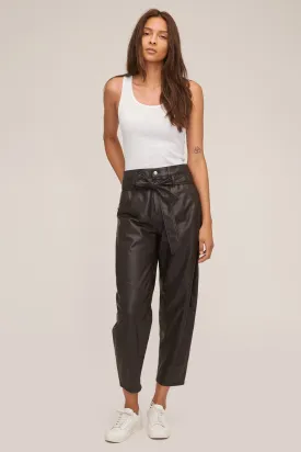 Stevie Barrel Leg Leather Pant in Chocolate