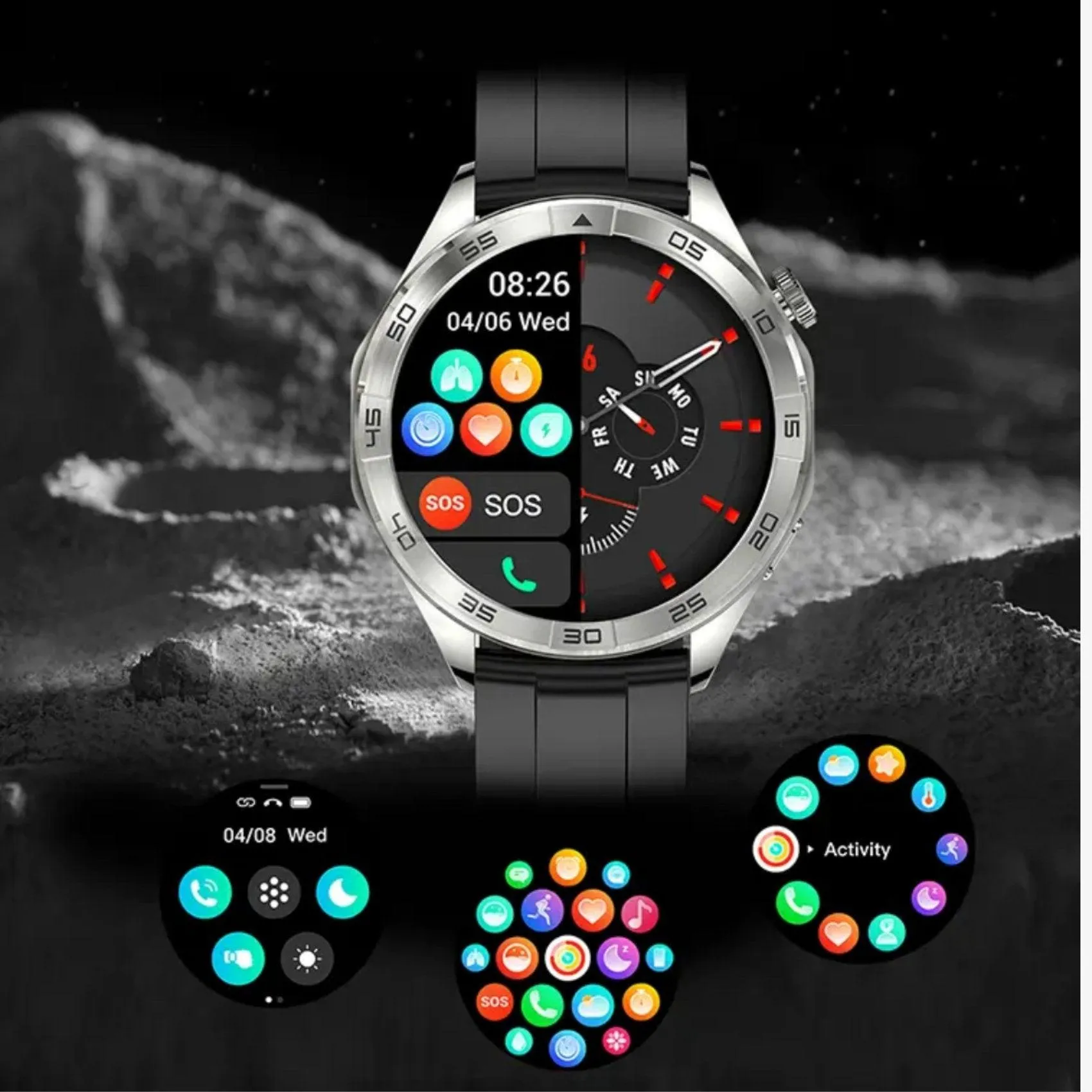 TUTT X105 Metal Case Men Smart Watch | 1.55'' Large HD Screen IP67 Tactical SmartWatch with BT Call Pedometer Sport Modes