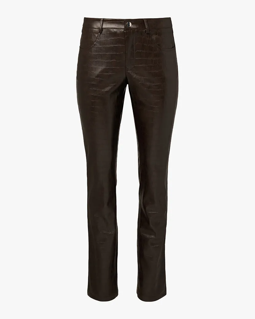 Vegan Leather Croc Mid Rise Flare Pant