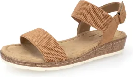 VJH confort Womens Flat Sandals Open Toe Elastic Ankle Strap Slip on Comfy Low Wedge Sandals