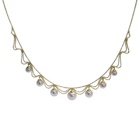 White Freshwater Pearl 18k Yellow Gold Necklace
