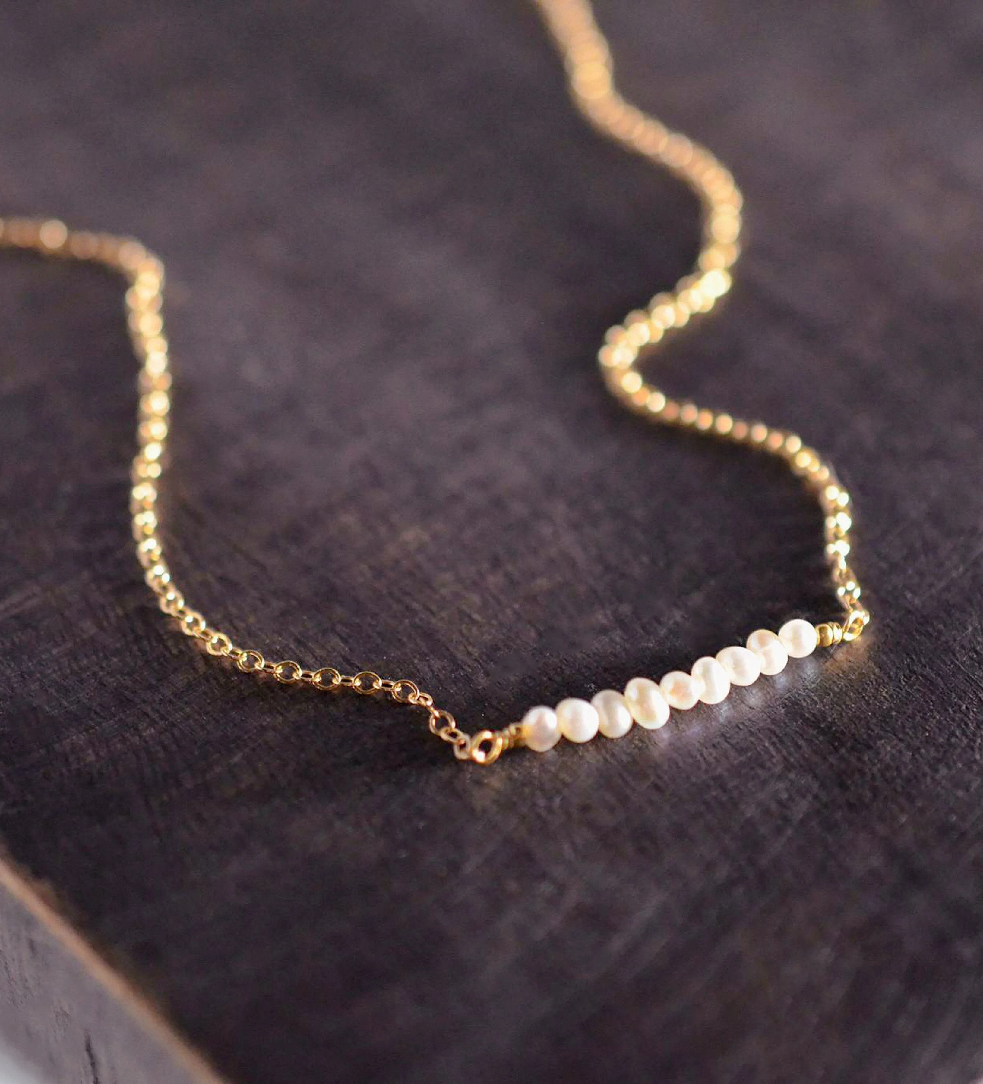 White Freshwater Pearl Bar Necklace