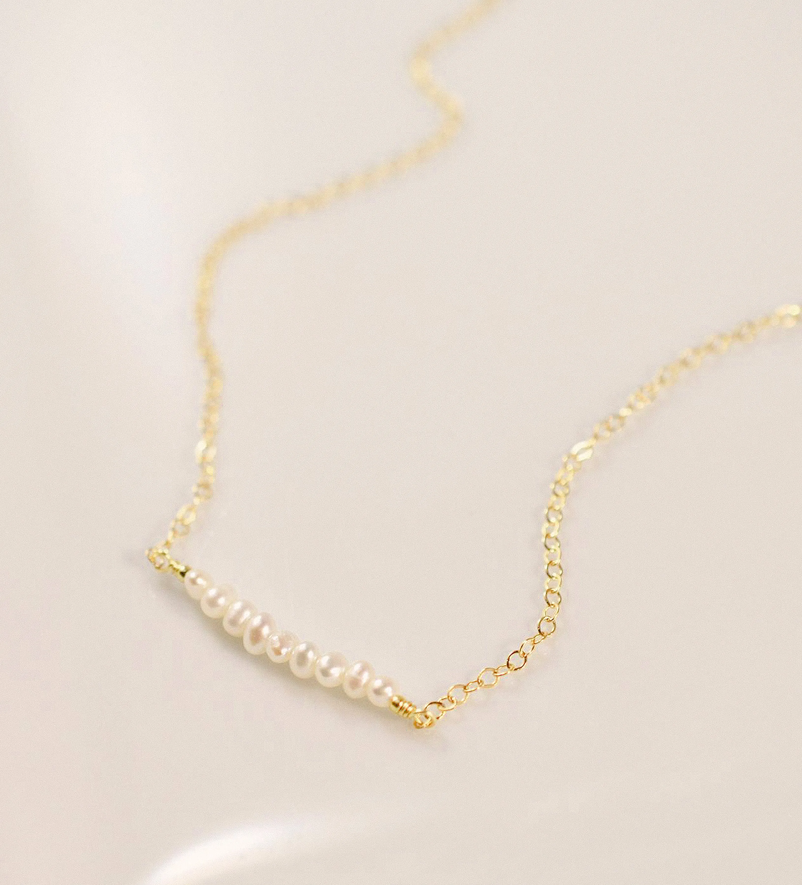 White Freshwater Pearl Bar Necklace