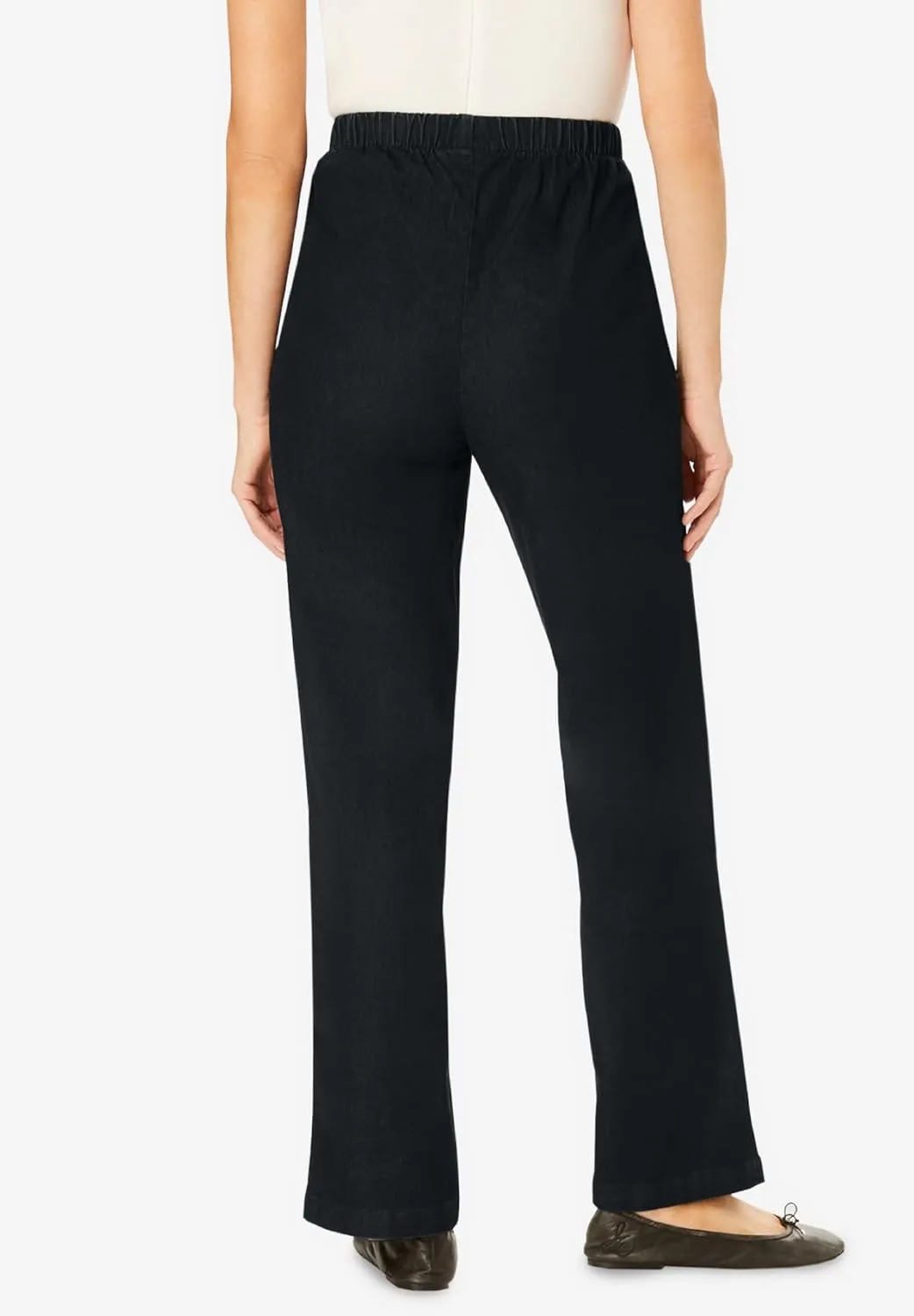 Woman Within Plus Size Wide-Leg Fineline Denim Jean